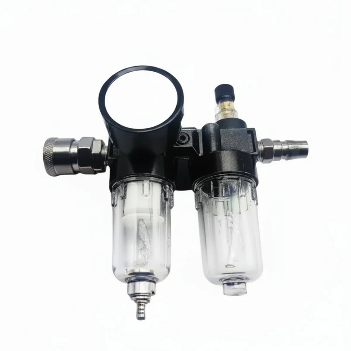 AFC2000 G1/4 air compressor filter separator with pressure reducing valve, removes oil and water from pneumatic systems.
