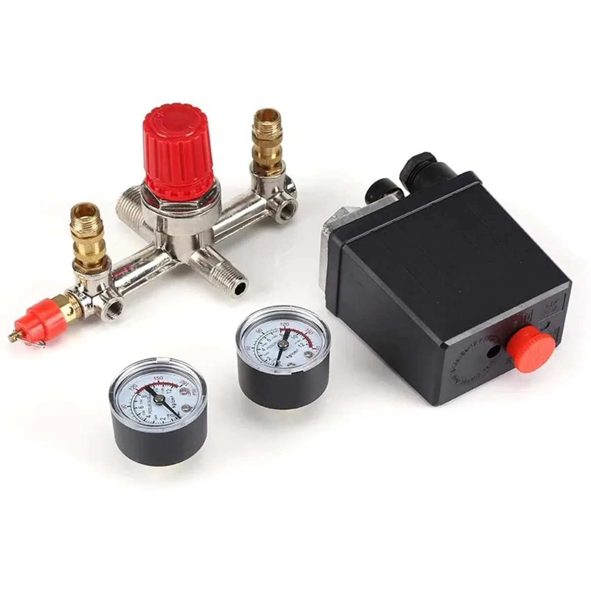 Air Compressor Pressure Relief Valve Switch Manifold | 90-120PSI | Gauges - Thumbnail 2