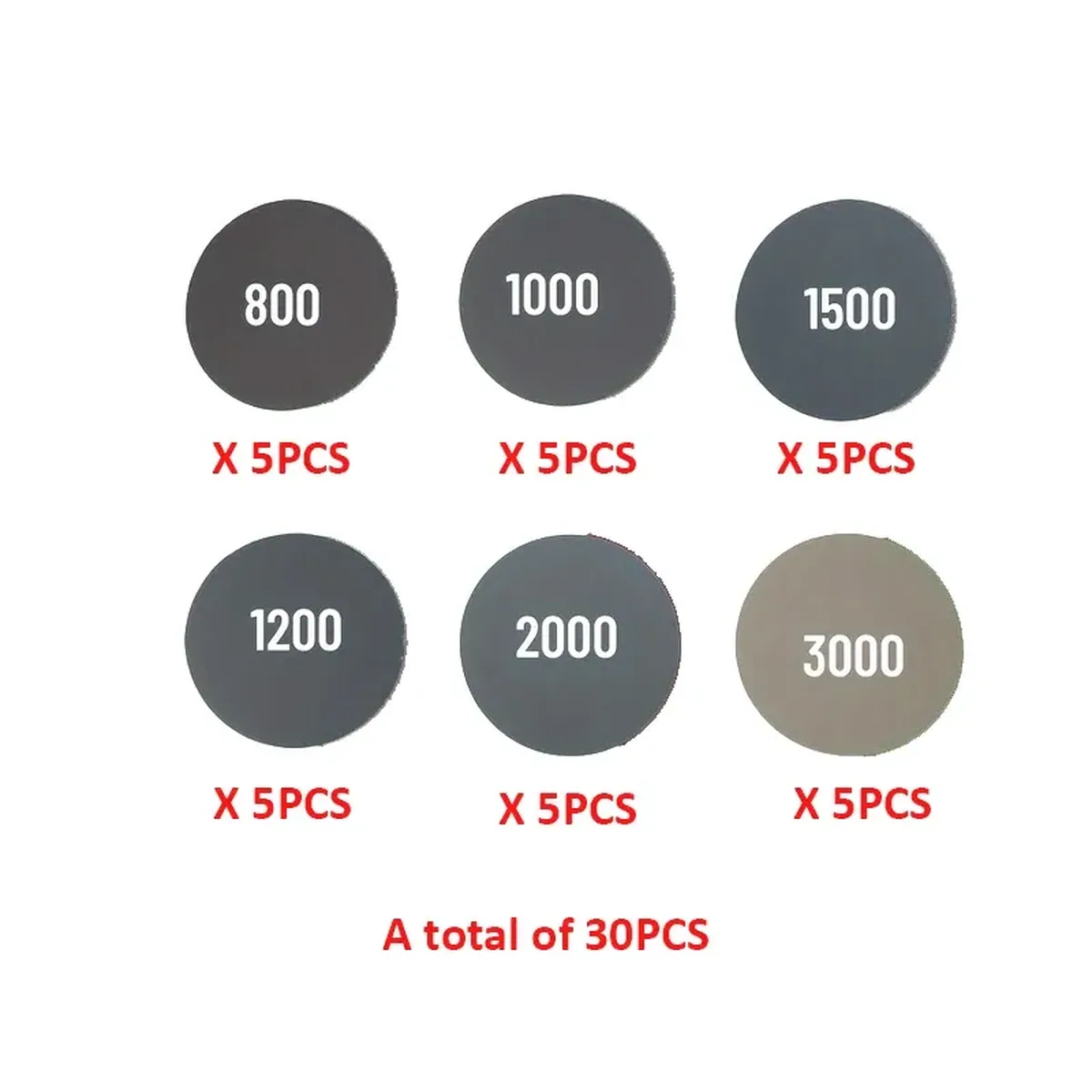 Sanding Sheets | 3-Inch Hook & Loop | 800-3000 Grit Pack