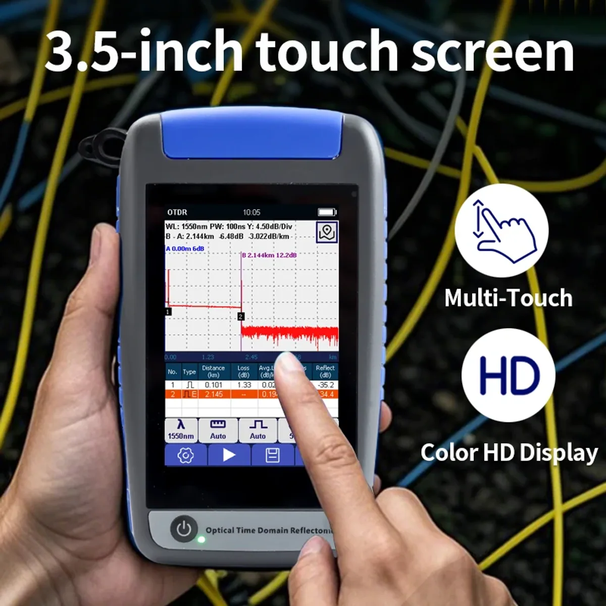 OTDR Tester GR-230 | 3.5 Inch Touch Screen | OPM, VFL and Light Source - Thumbnail 3