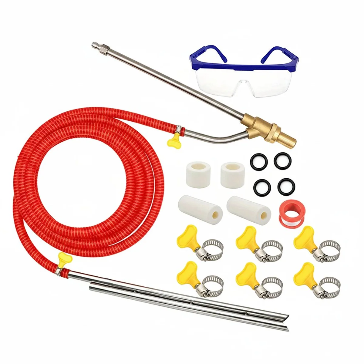 Pressure cleaner sandblasting kit with wet sandblaster attachment rated for 5000 PSI, featuring a 1/4-inch connection for surface preparation.