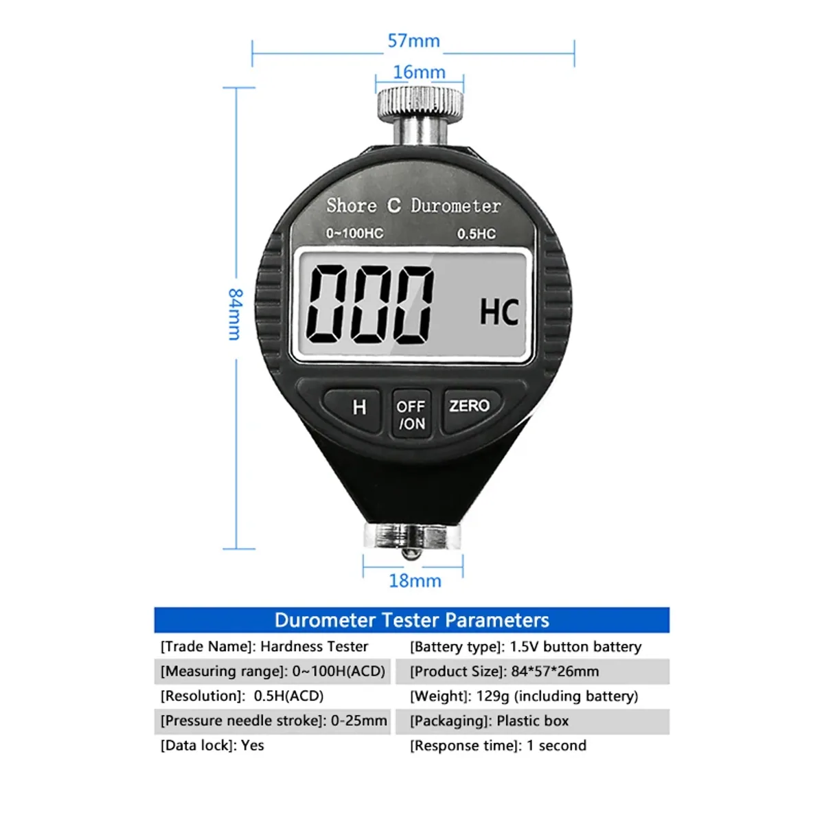 Digital Shore Durometer | 0 to 100 HA, HC or HD | 0.5 Resolution - Thumbnail 2