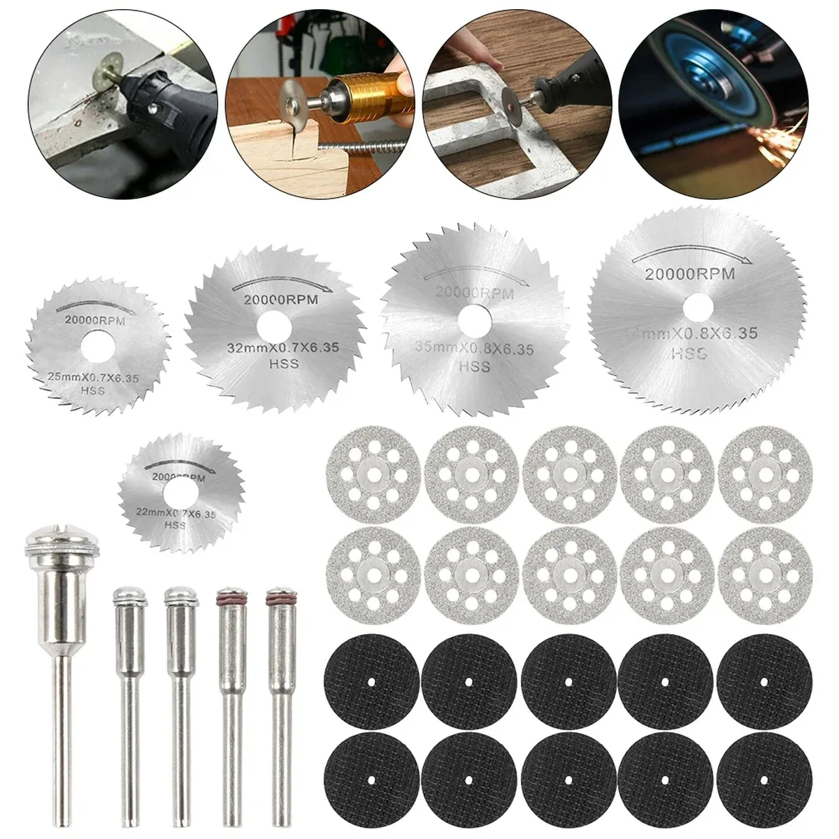 Rotary Tool Cutting Disc Set | Precision Diamond Blades & Grinding Wheels for Woodworking