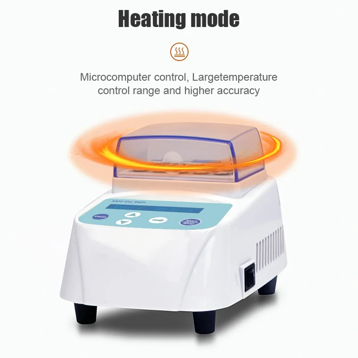 Mini dry bath heating block unit with a digital display on the front panel