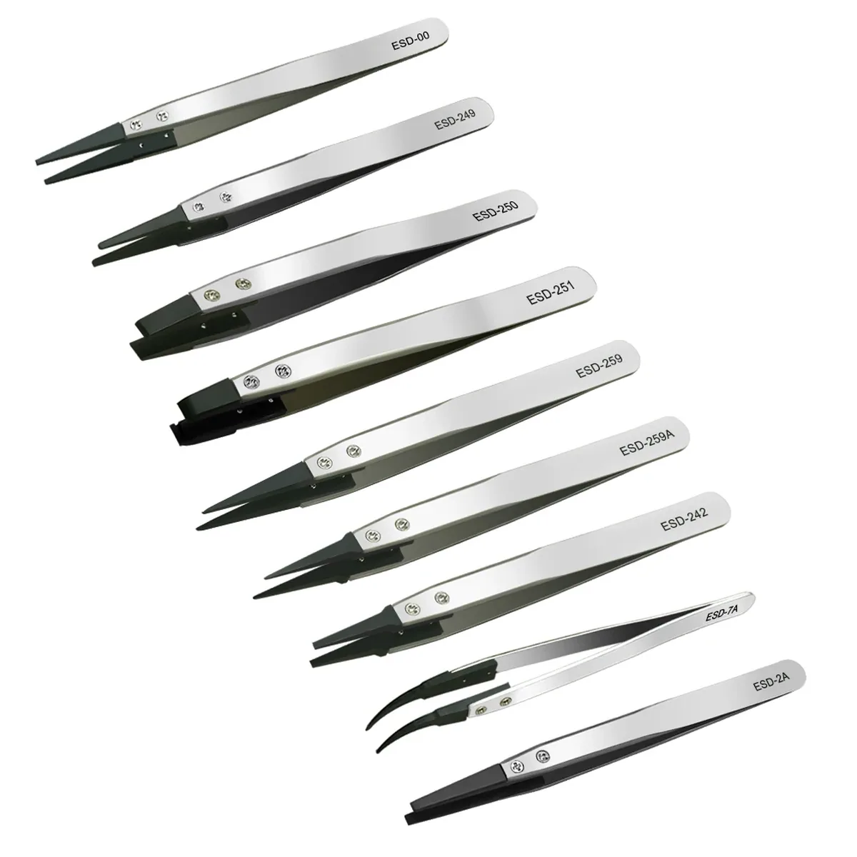 Anti-Static Tweezers | Insulated Straight & Curved Tips | ESD-Safe Precision Tool - Image 1