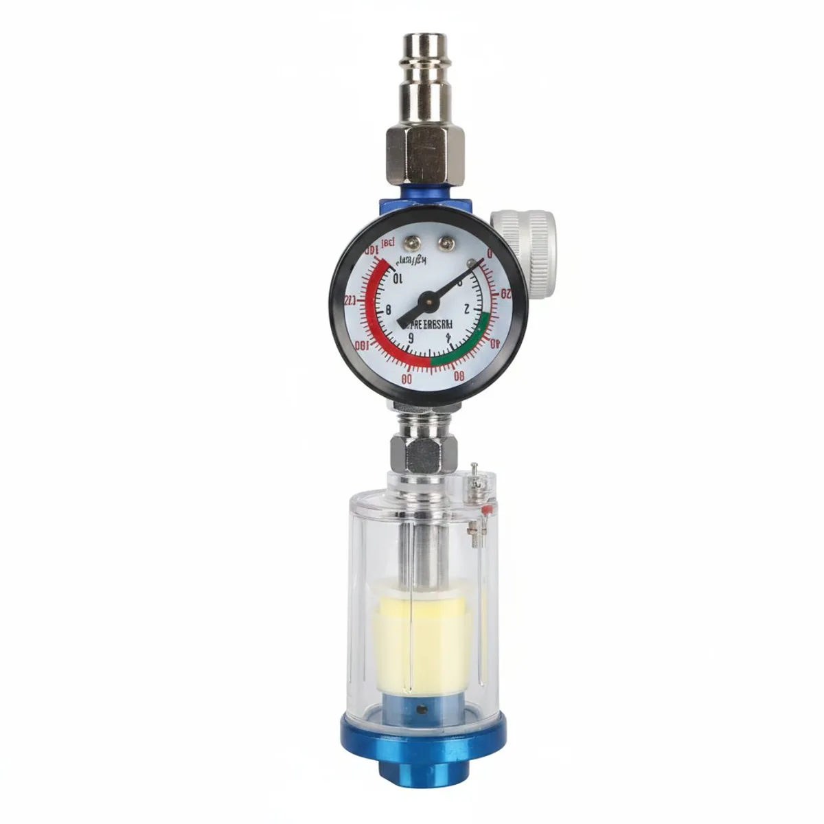 Professional 1/4 inch air regulator spray gun with integrated oil-water separator and filter gauge for precise pneumatic control.