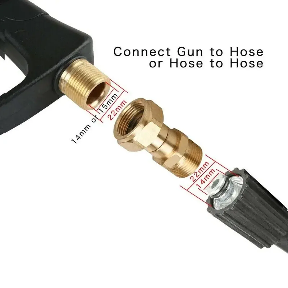 Pressure Washer Hose Connector M22 14mm | Brass Swivel | 360 Degree - Thumbnail 4
