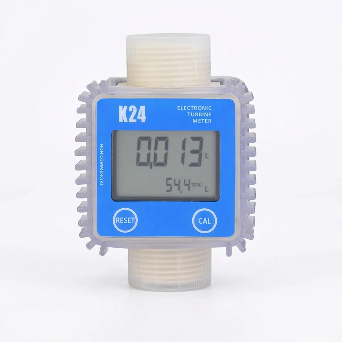 K24 digital diesel flow meter with clear backlit LCD display screen for fluid monitoring