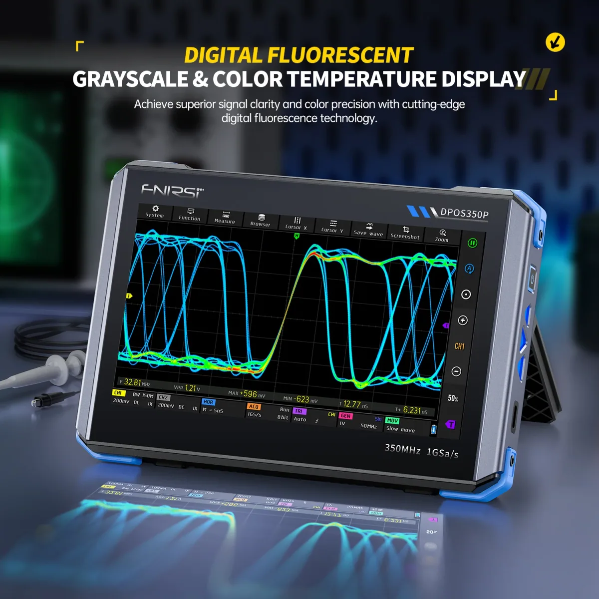 Digital Oscilloscope DPOS350P | 2CH 350MHz 1GSa/s | 7in Touchscreen - Thumbnail 9
