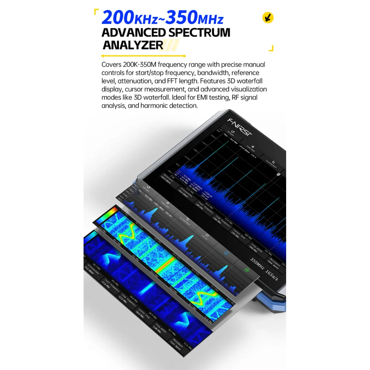 Digital Oscilloscope DPOS350P | 2CH 350MHz 1GSa/s | 7in Touchscreen - Thumbnail 3
