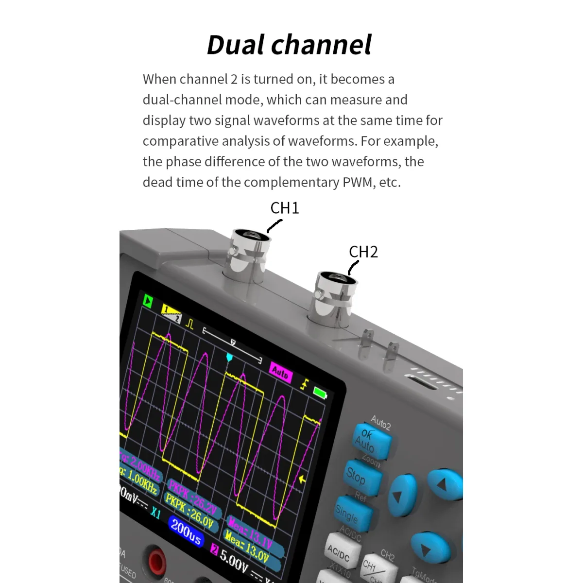 Oscilloscope Signal Generator DSO3D12 | Up to 120MHz 250MSa/s | 3 in 1 - Thumbnail 2
