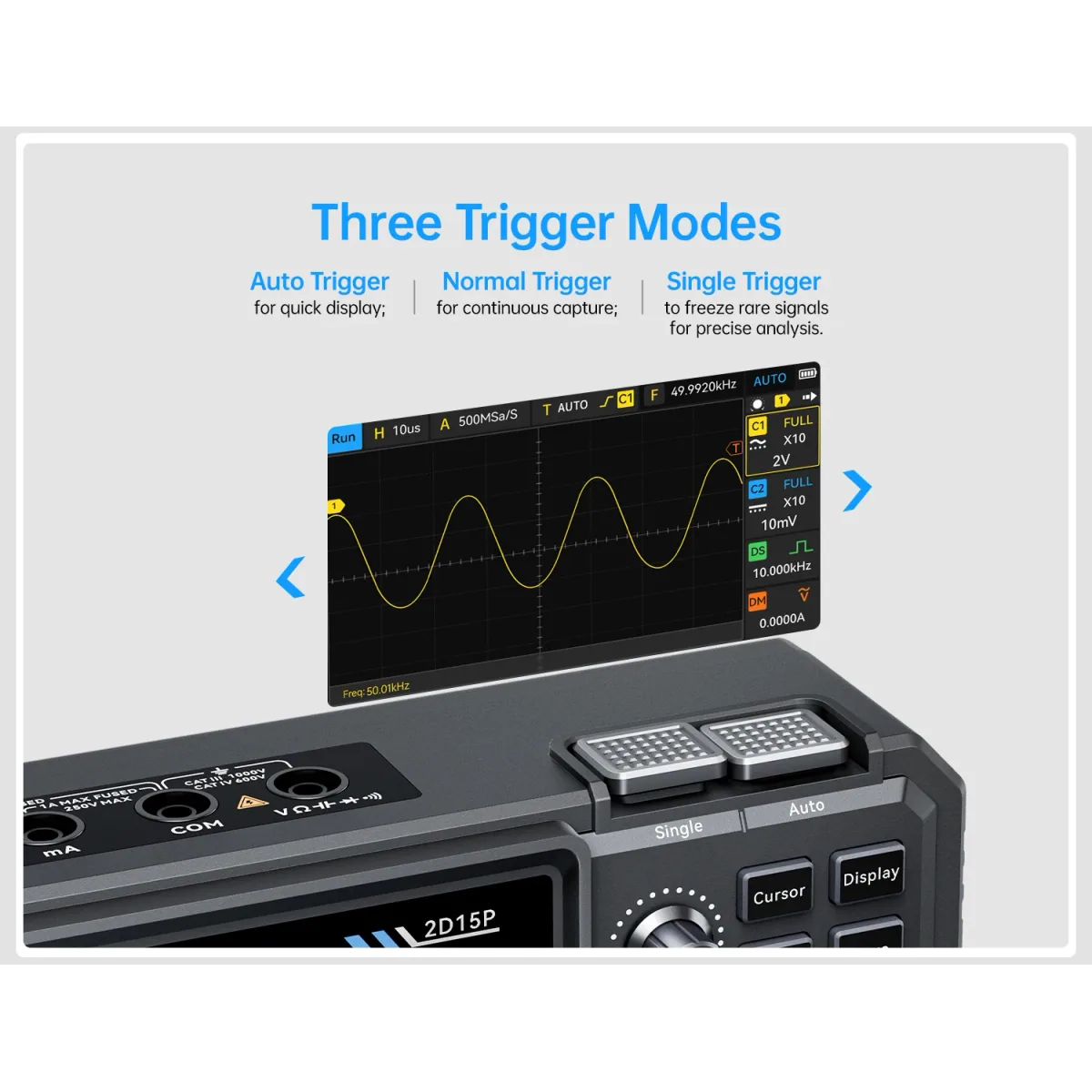 Digital Oscilloscope 2D15P | 2CH 100MHz 500MSa/s | Multimeter and DDS - Thumbnail 4