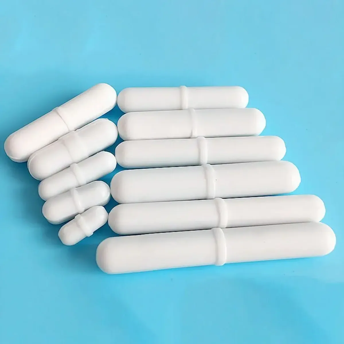 PTFE Magnetic Stir Bars 10 Pack | White Cylindrical | 6mm to 15mm Options - Thumbnail 2