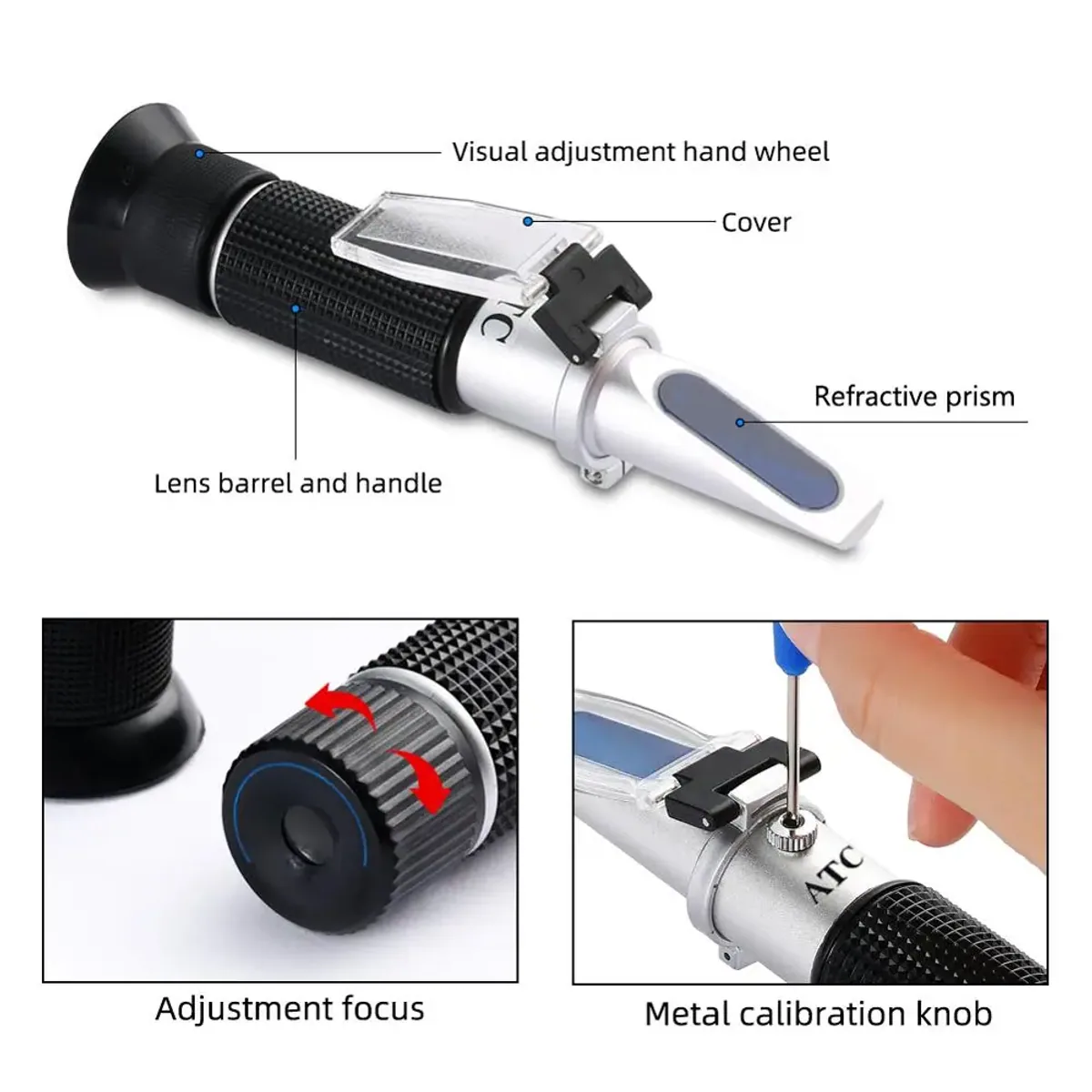 Wine Refractometer Brix | 0-40% Brix | 0-25% Vol | 0-22 Baume - Thumbnail 3