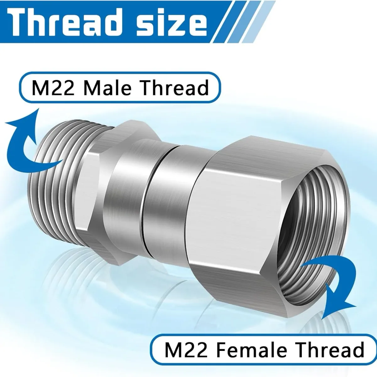 Pressure Washer Hose Connector M22 Swivel | 360 Degree | 5000 PSI - Thumbnail 3