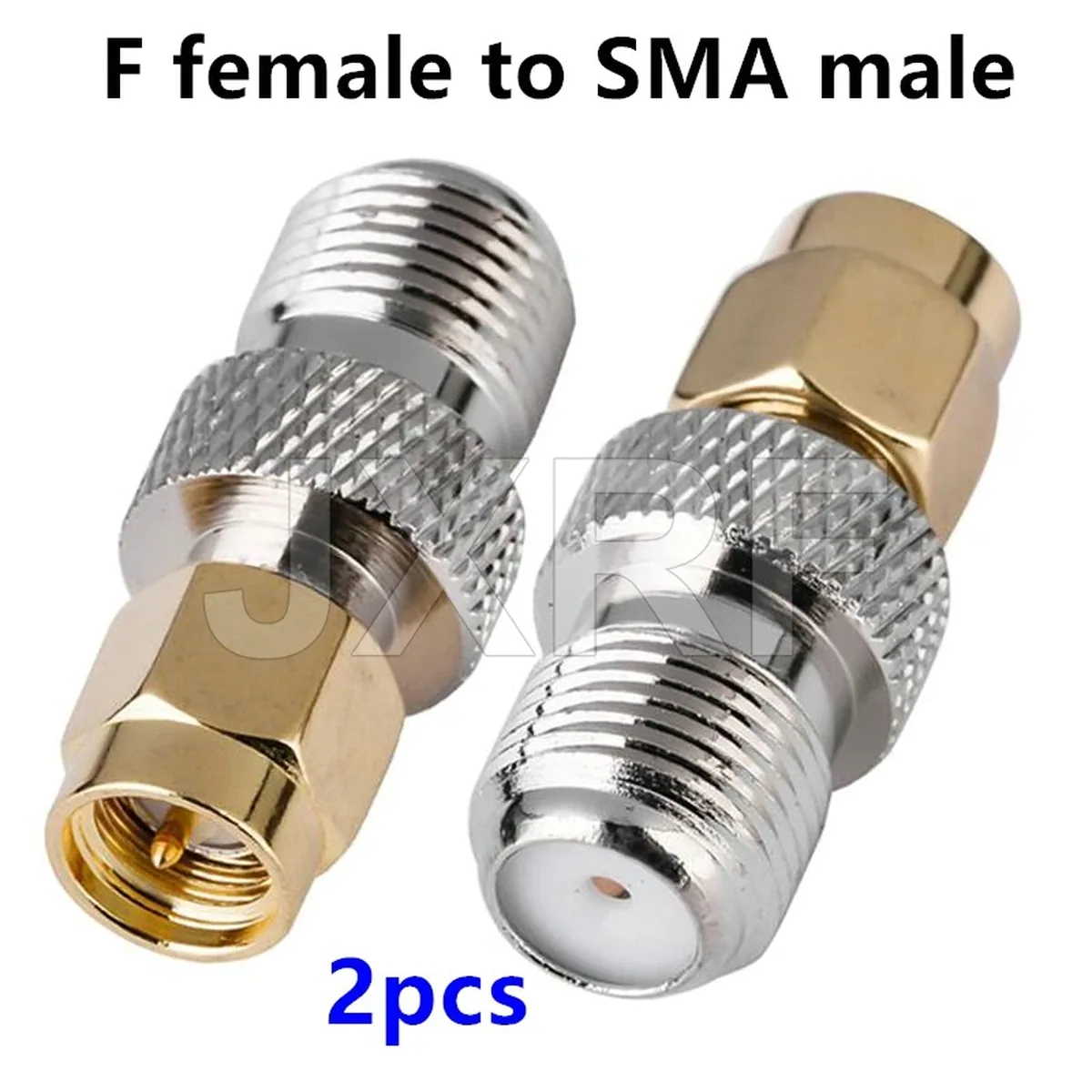 F-Type to SMA Coaxial Adapter | Female Jack to Male Plug | 2-Pack - Image 1