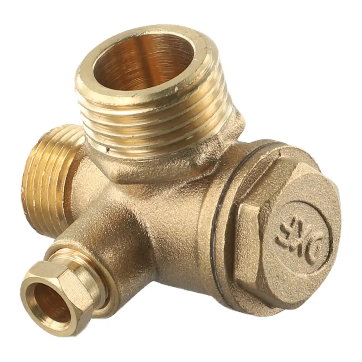 Air Compressor Check Valve | Brass 3-Port | 6mm Bore | Male Thread - Thumbnail 3