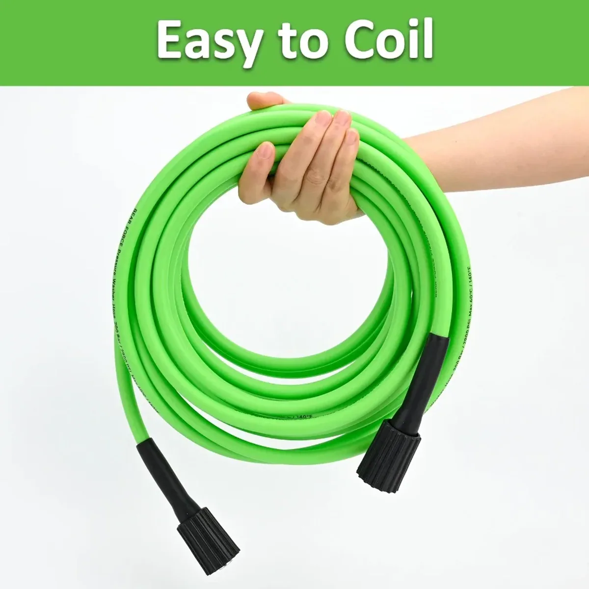 Pressure Washer Hose Replacement 10M | 200 Bar | M22 14/15mm Brass Fitting - Thumbnail 3