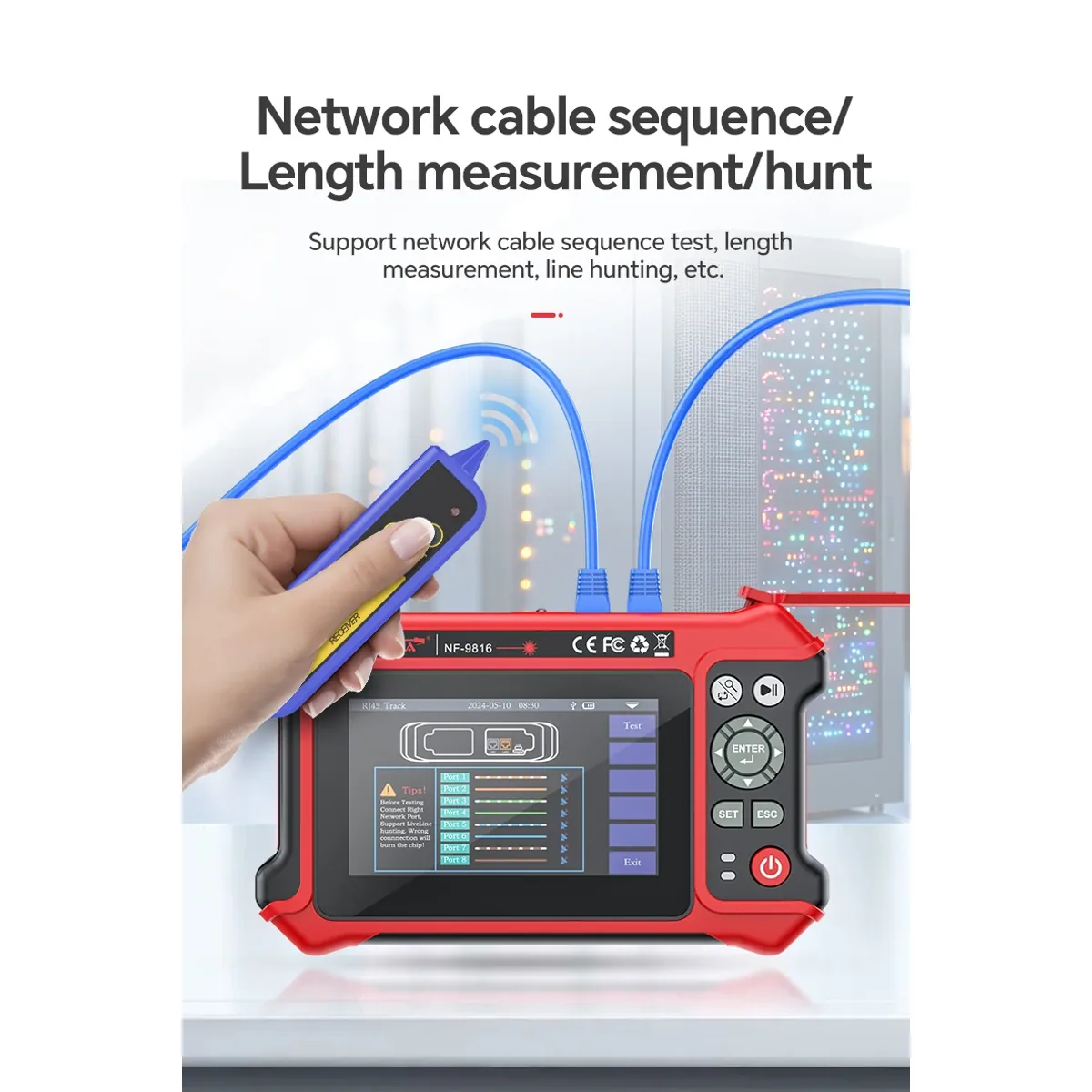 OTDR NF-9816 | 1310/1550nm 28/26dB, 80km | 10G PON OPM, VFL and RJ45 - Thumbnail 7