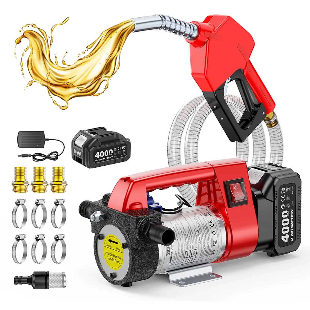 Fuel Transfer Pump for Makita 18V | 12 GPM Cordless Kit | Dual 6.6FT Hoses - Thumbnail 3