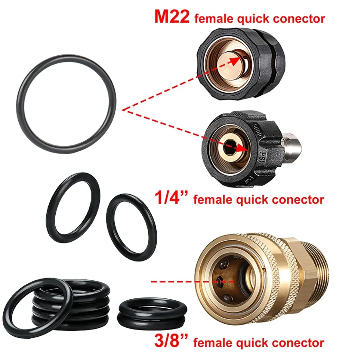 Pressure Washer Accessories O-Ring Kit | M22, 1/4 and 3/8 Inch | NBR - Thumbnail 4
