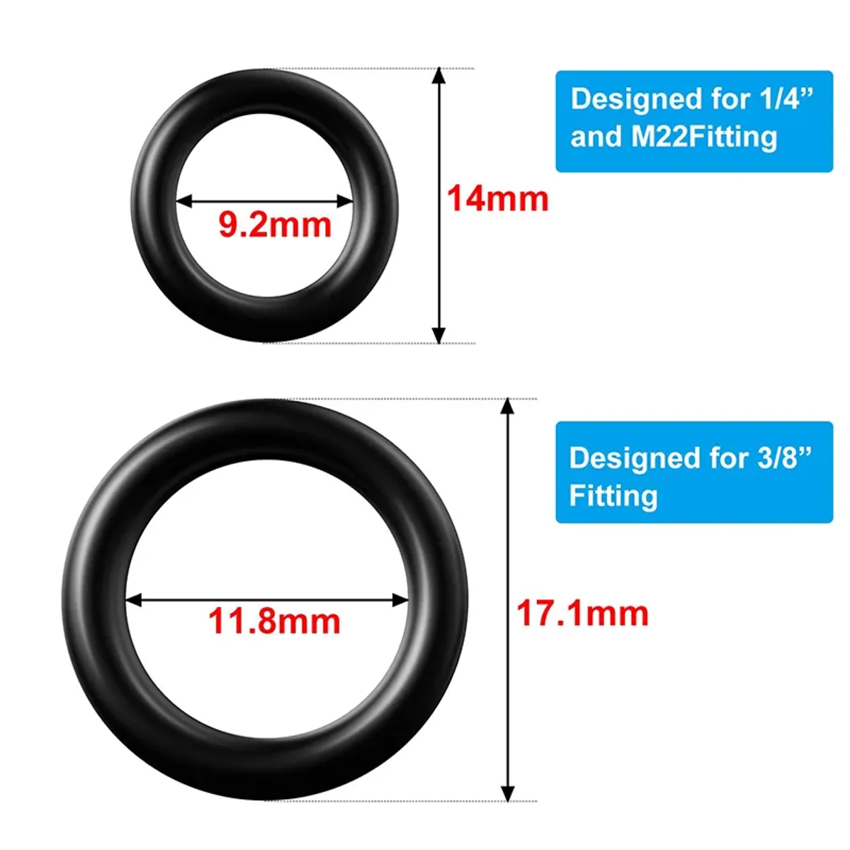Pressure Washer Accessories O-Ring Kit | M22, 1/4 and 3/8 Inch | NBR - Thumbnail 2