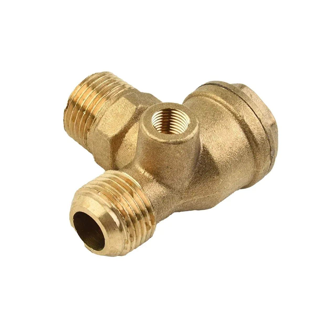 Air Compressor Check Valve | 3-Port Brass | 1/2" x 1/2" x 1/8" Male - Thumbnail 5
