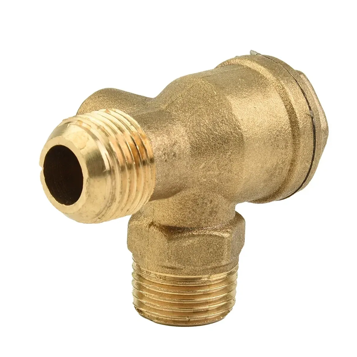 Air Compressor Check Valve | 3-Port Brass | 1/2" x 1/2" x 1/8" Male - Thumbnail 2
