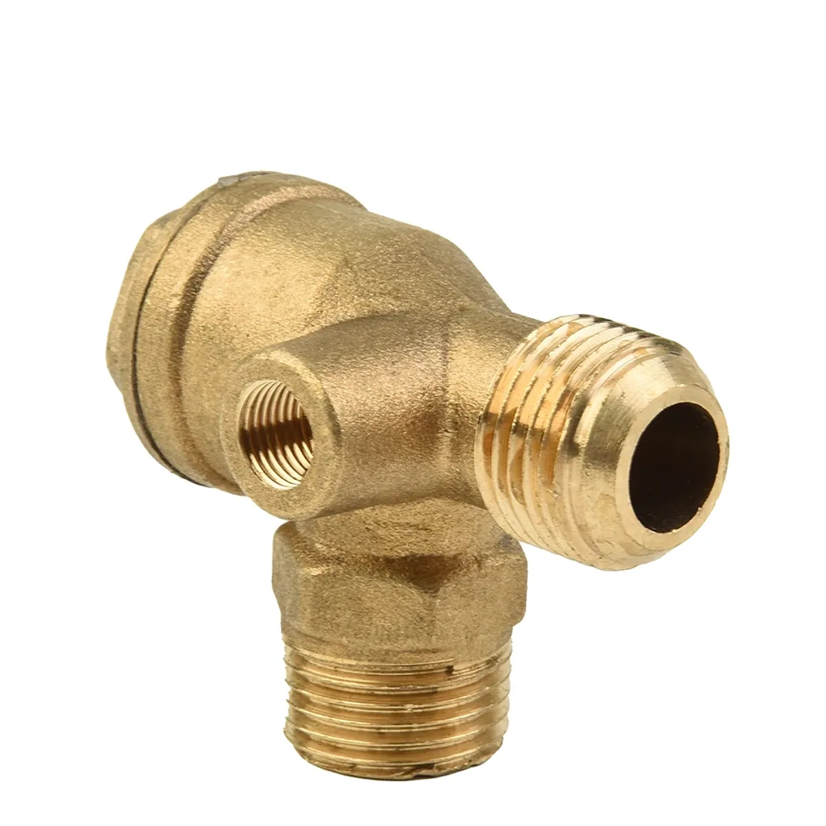 Air Compressor Check Valve | 3-Port Brass | 1/2" x 1/2" x 1/8" Male - Thumbnail 3