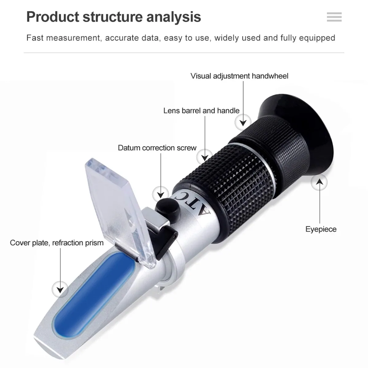 Honey Refractometer 58-90% Brix | 3 in 1 Moisture, Baume, Brix Scale - Thumbnail 2