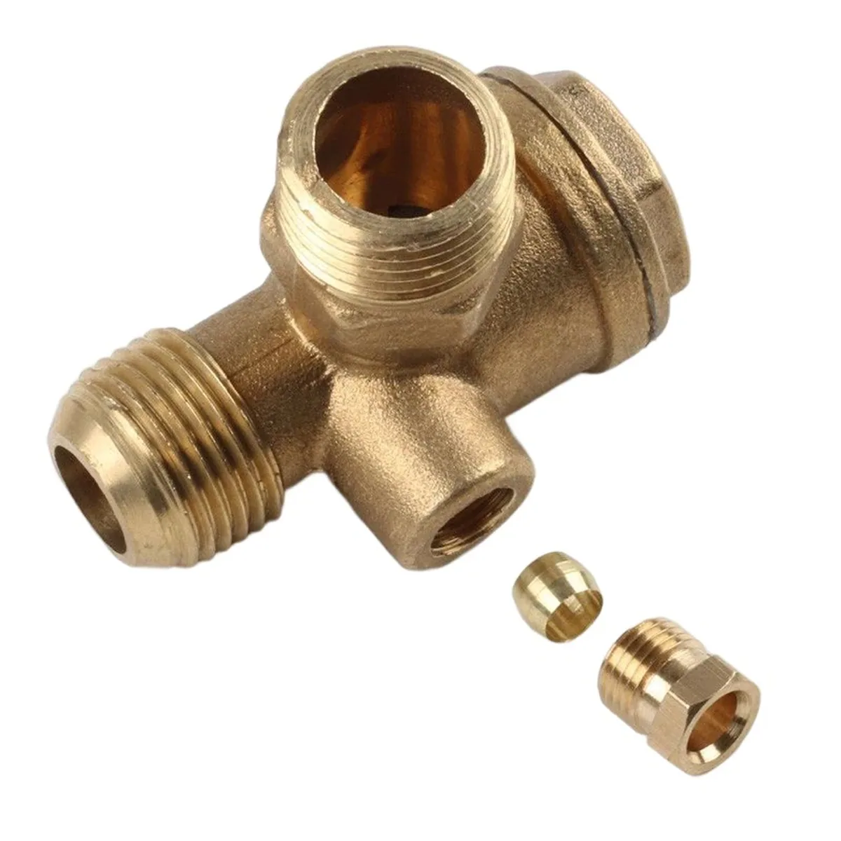 Air Compressor Check Valve | Brass 3-Port | 20mm Male Thread | 6mm Bore - Thumbnail 4