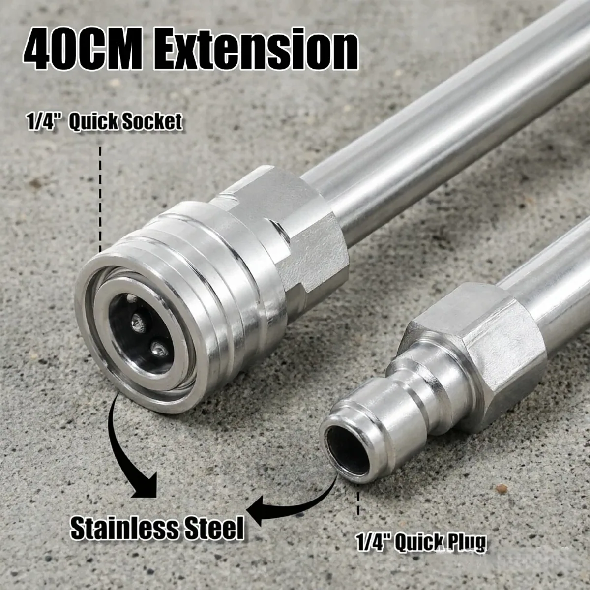 Pressure Washer Extension Lance 40cm | 1/4" Quick Connect | Stainless