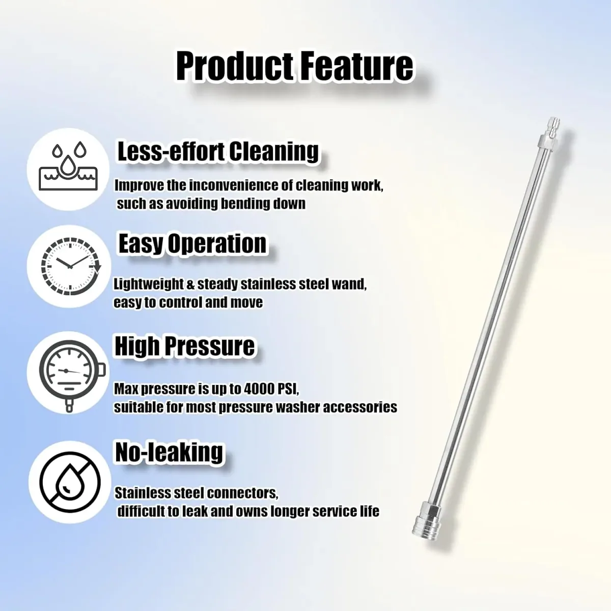 Pressure Washer Extension Lance 40cm | 1/4" Quick Connect | Stainless - Thumbnail 3