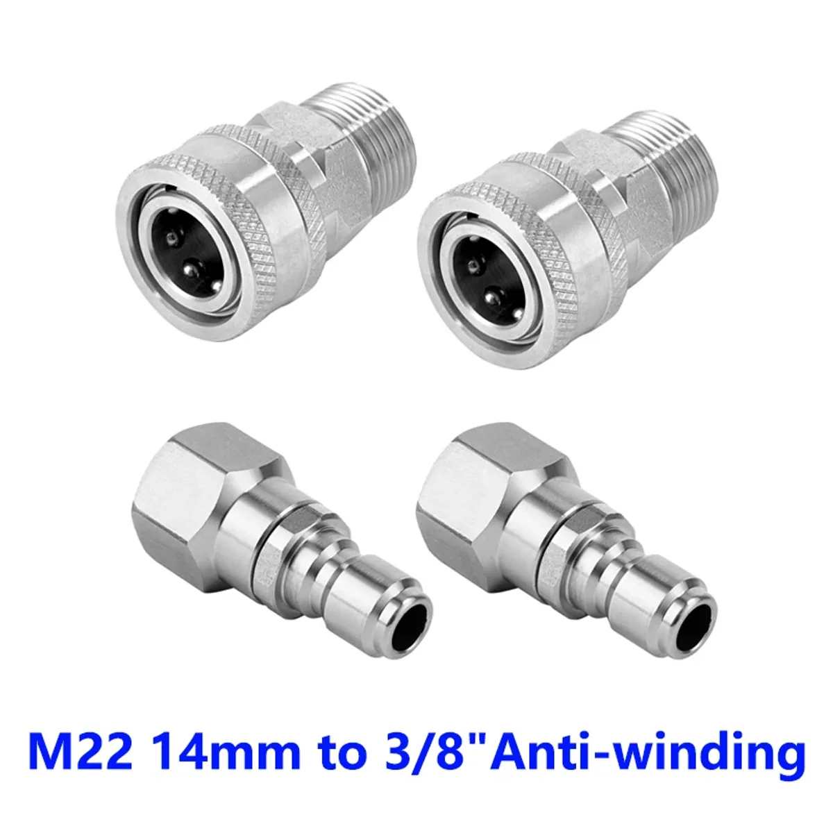 Pressure Washer Hose Adapter | M22 14mm to 3/8 Inch | 5000 PSI Swivel