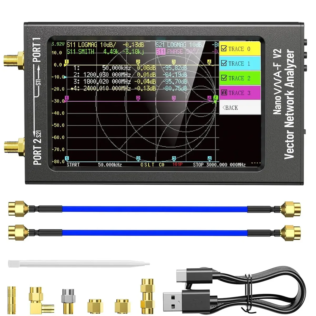 Vector Network Analyser NanoVNA-F V2 | 50kHz to 3GHz | 4.3 Inch Touch Screen