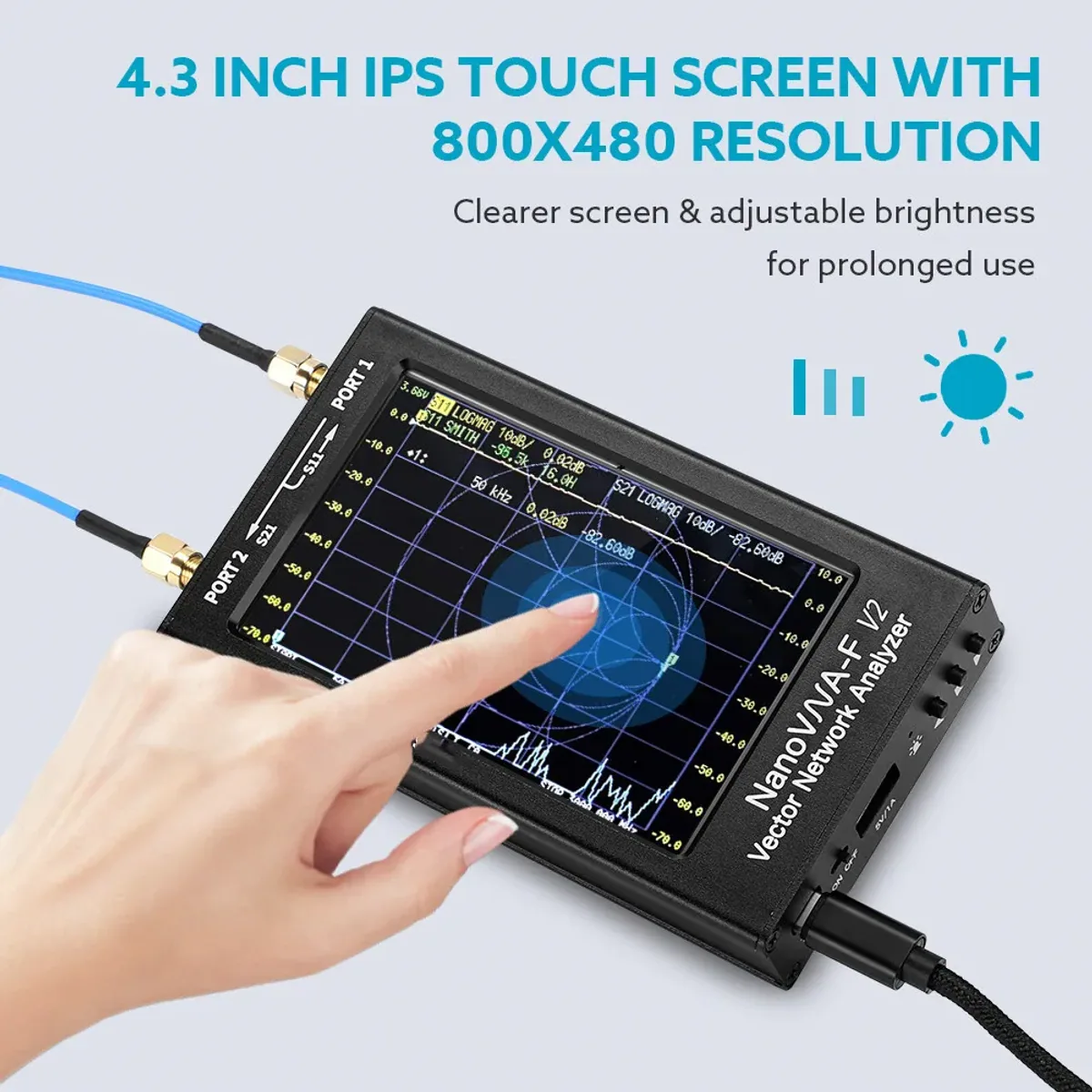 Vector Network Analyser NanoVNA-F V2 | 50kHz to 3GHz | 4.3 Inch Touch Screen - Thumbnail 2