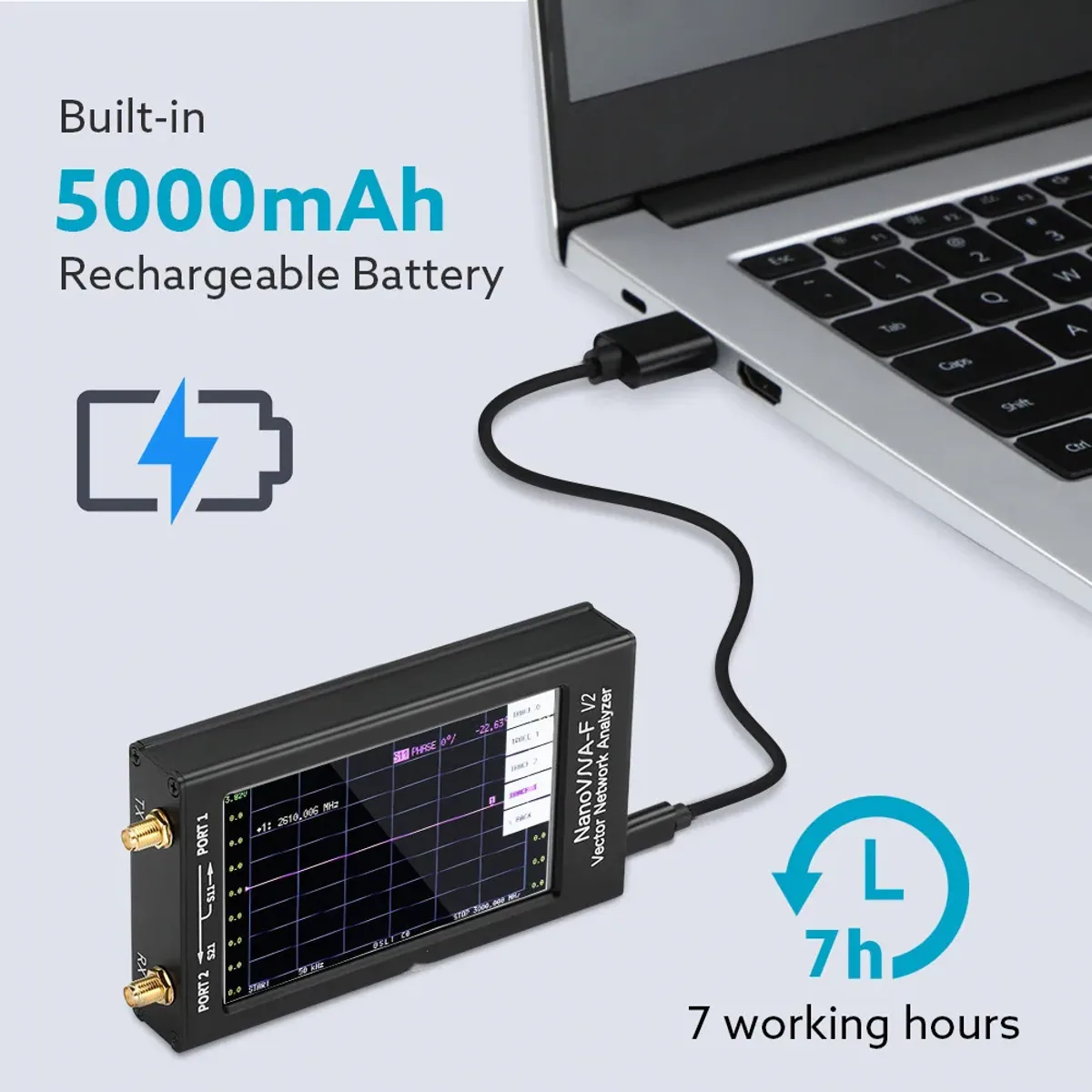 Vector Network Analyser NanoVNA-F V2 | 50kHz to 3GHz | 4.3 Inch Touch Screen - Thumbnail 3
