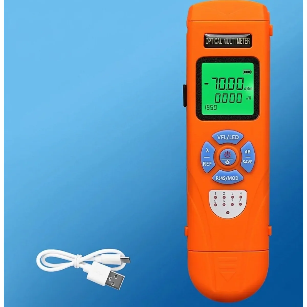 Optical Power Meter with VFL AUA-C70/C50 | 10 Wavelengths | RJ45 Tester
