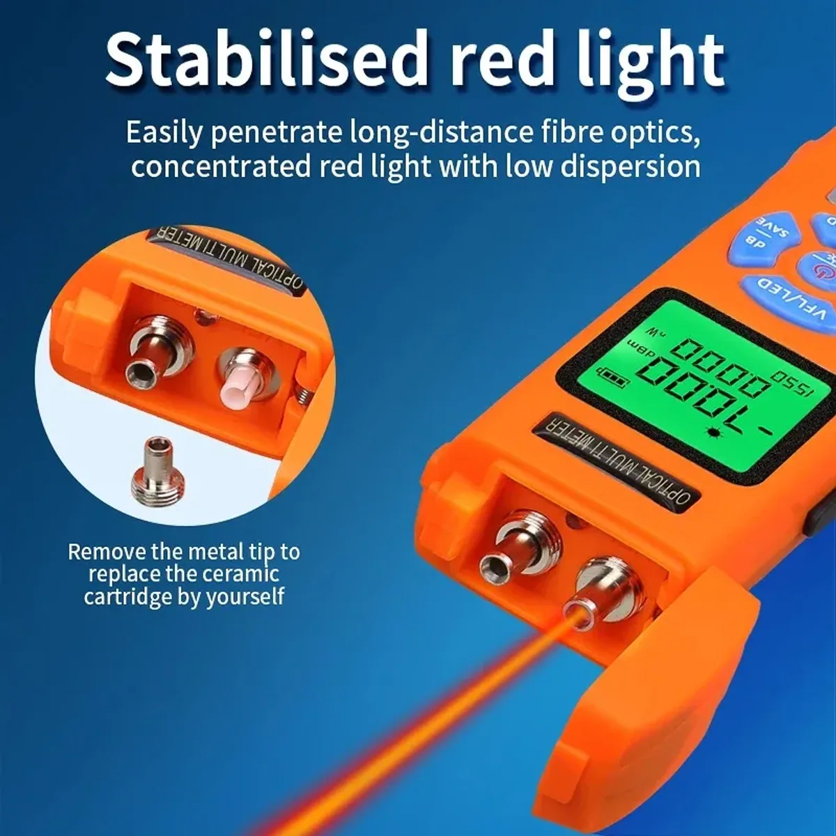 Optical Power Meter with VFL AUA-C70/C50 | 10 Wavelengths | RJ45 Tester - Thumbnail 2
