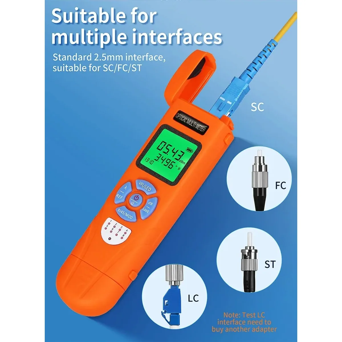 Optical Power Meter with VFL AUA-C70/C50 | 10 Wavelengths | RJ45 Tester - Thumbnail 3