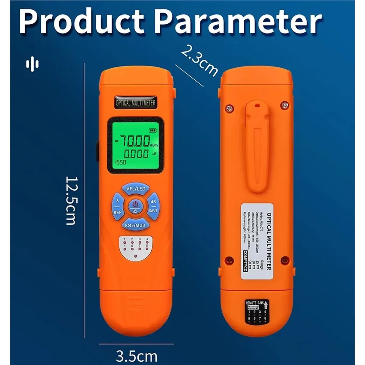 Optical Power Meter with VFL AUA-C70/C50 | 10 Wavelengths | RJ45 Tester - Thumbnail 9