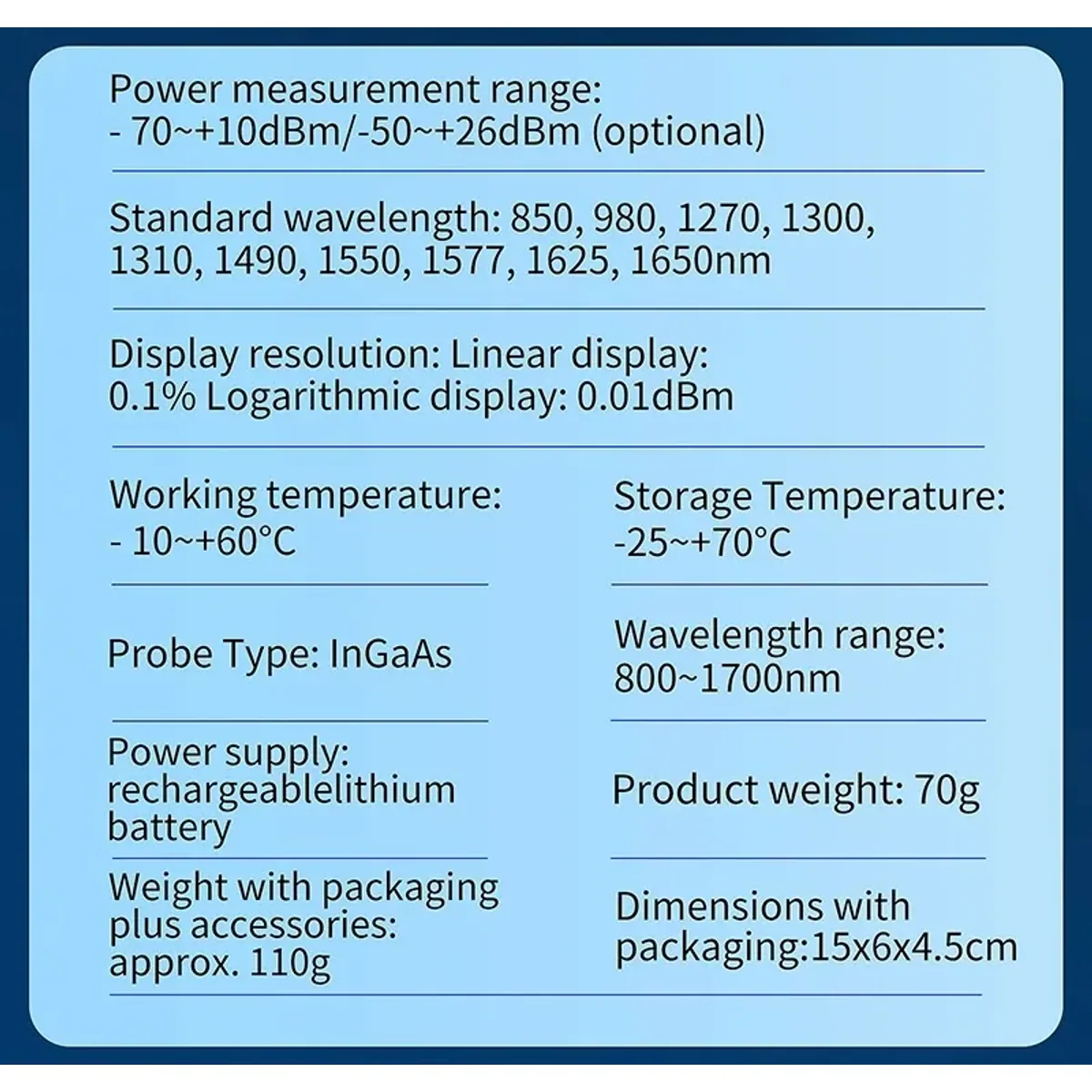 Optical Power Meter with VFL AUA-C70/C50 | 10 Wavelengths | RJ45 Tester - Thumbnail 6