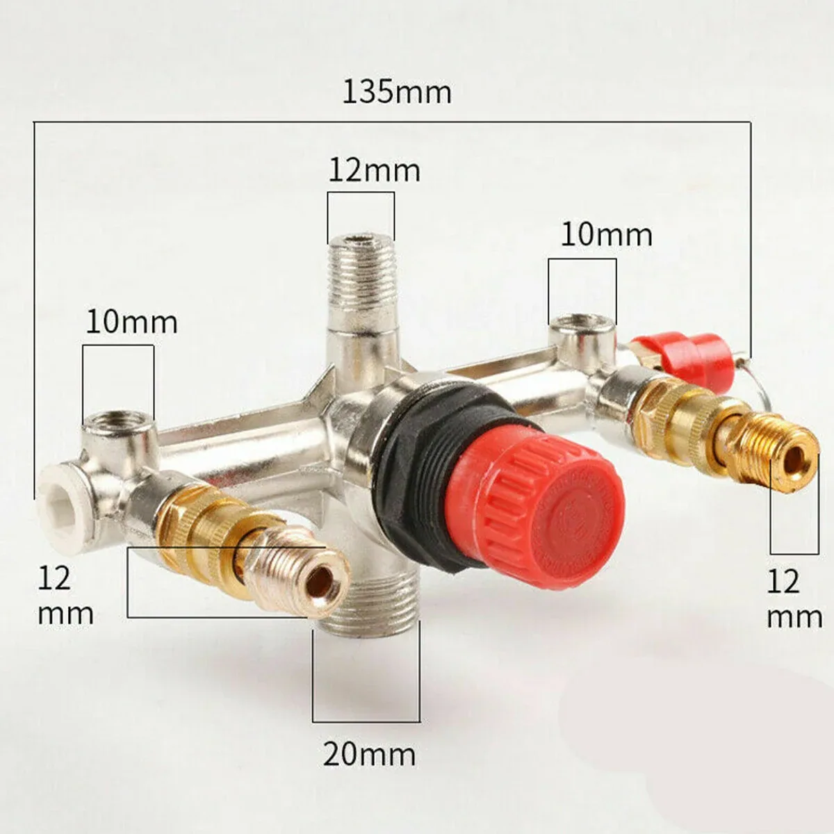 Air Compressor Pressure Switch Manifold | 90 to 120PSI | 4 Port, 2 Gauges - Thumbnail 4