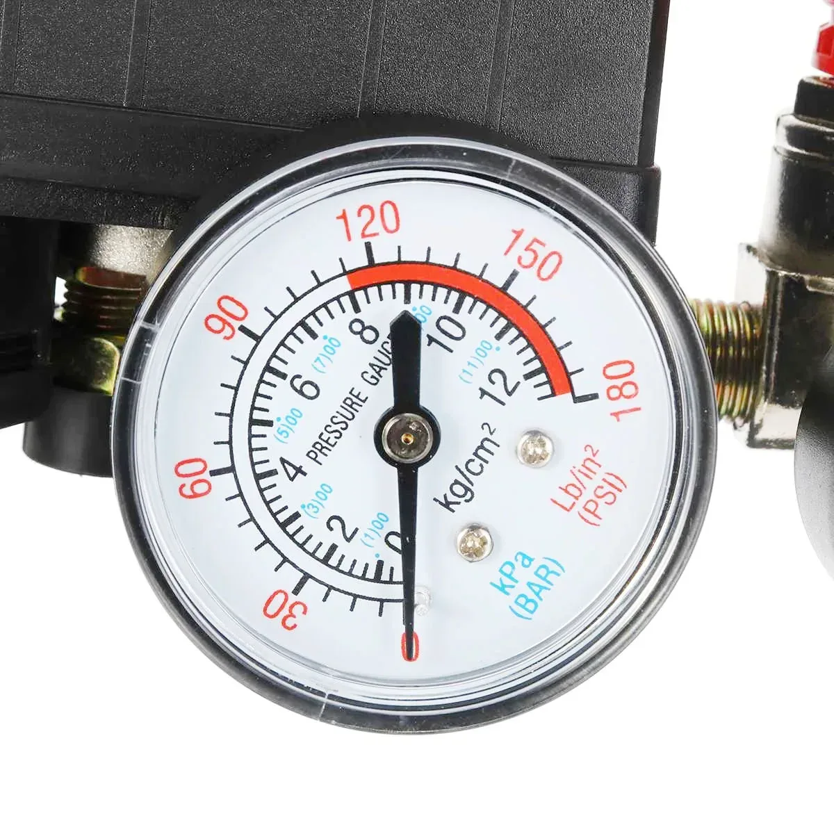 Air Compressor Pressure Switch Manifold | 90 to 120PSI | 4 Port, 2 Gauges - Thumbnail 5