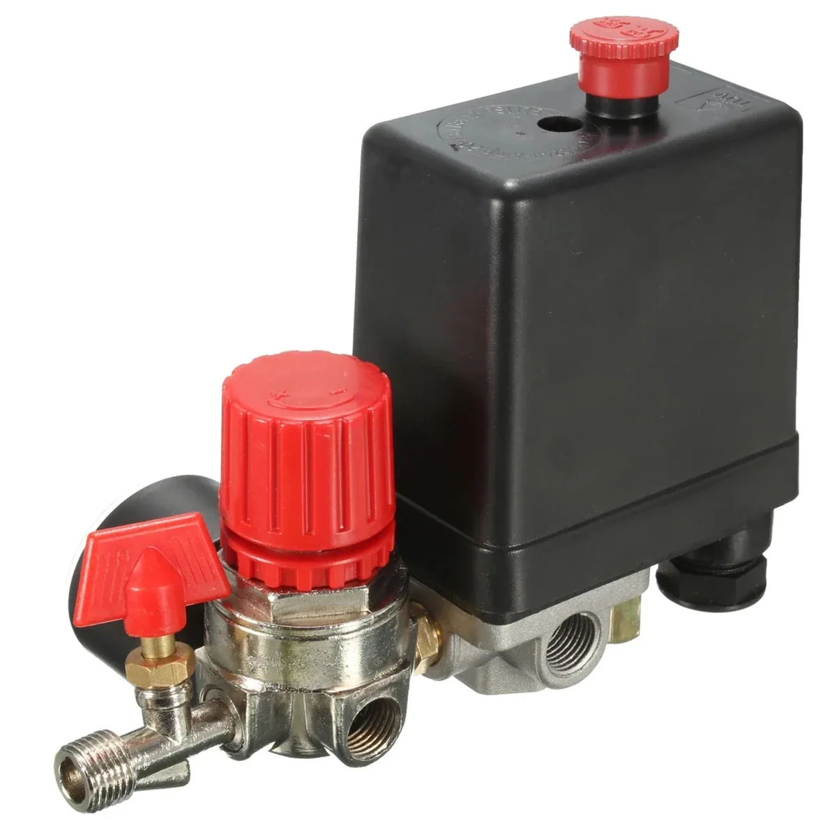 Air Compressor Pressure Switch Manifold | 90 to 120PSI | 4 Port, 2 Gauges - Thumbnail 3
