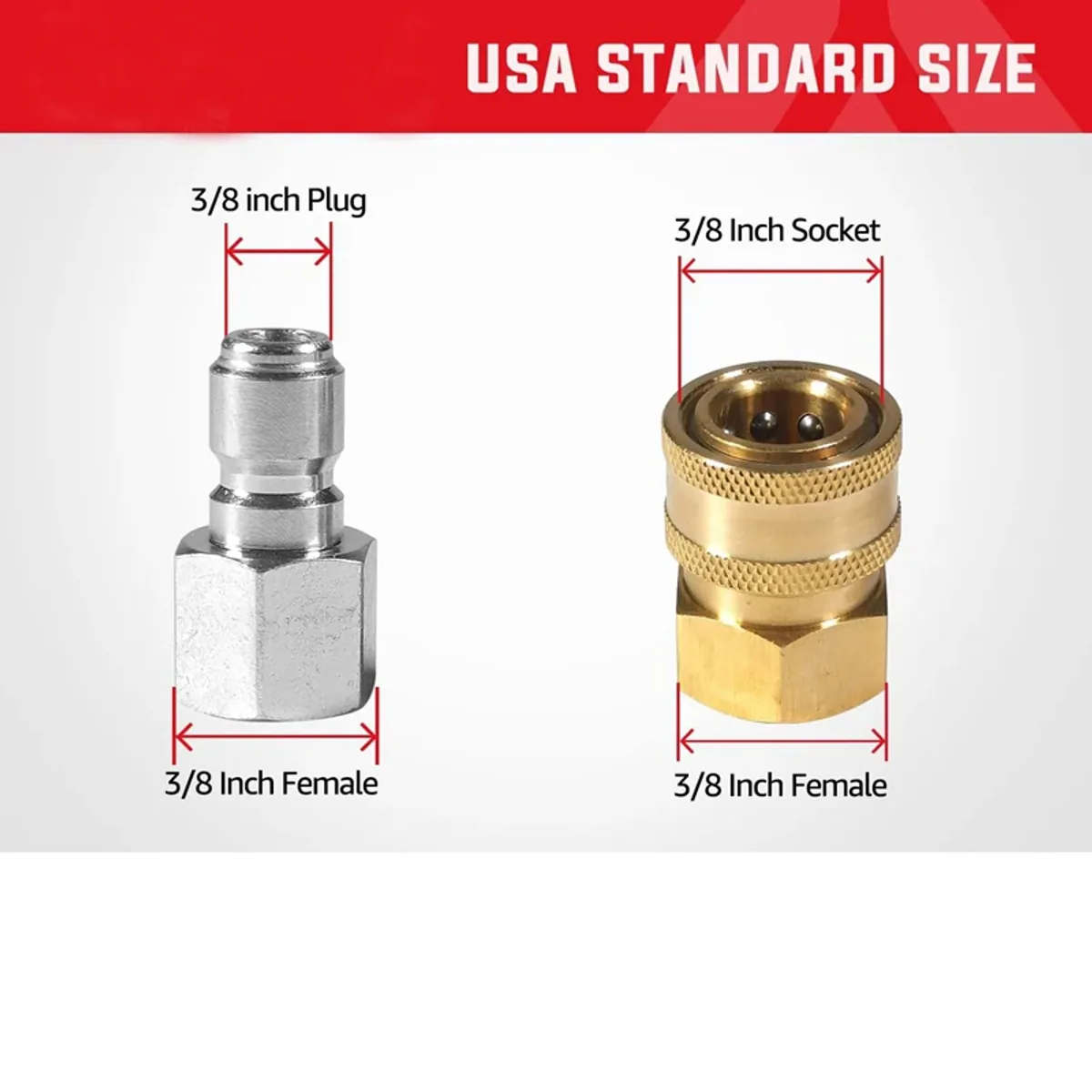 Pressure Washer Hose Adapter 3/8 Quick Connect | Plug and Socket | 5000 PSI - Thumbnail 3