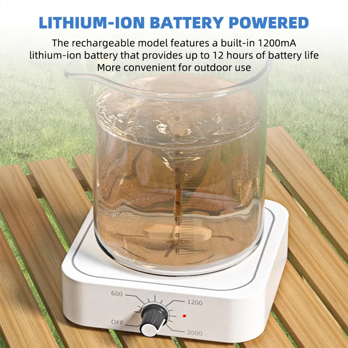 USB Rechargeable Magnetic Stirrer 2608C1 | 200 to 2000RPM | 1.0 to 1.5L - Thumbnail 4