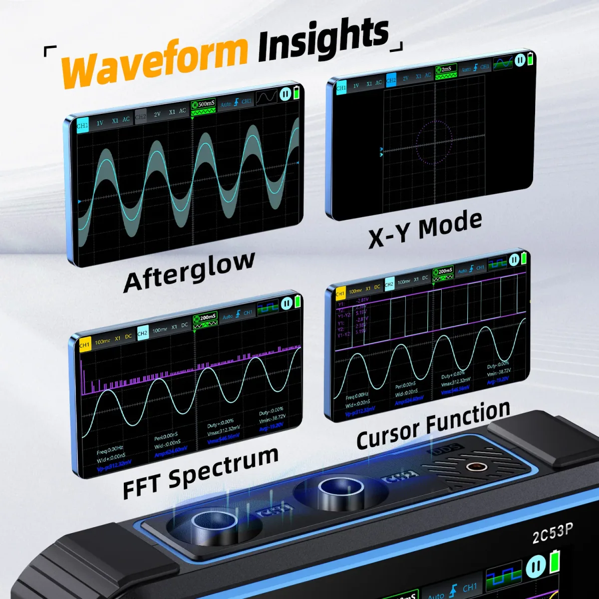 Touchscreen Oscilloscope Multimeter 2C53P | 2CH 50MHz 250MSa/s | 3 in 1 - Thumbnail 2