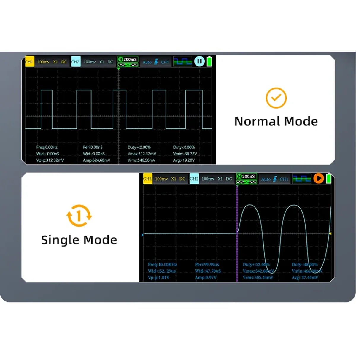 Touchscreen Oscilloscope Multimeter 2C53P | 2CH 50MHz 250MSa/s | 3 in 1 - Thumbnail 3