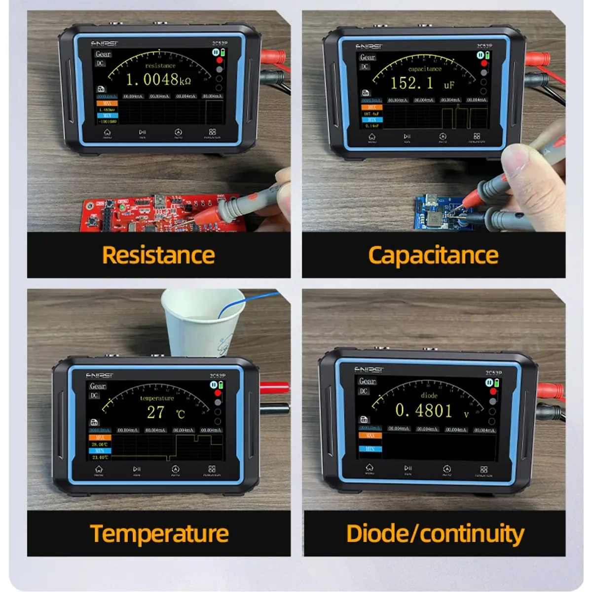 Touchscreen Oscilloscope Multimeter 2C53P | 2CH 50MHz 250MSa/s | 3 in 1 - Thumbnail 6